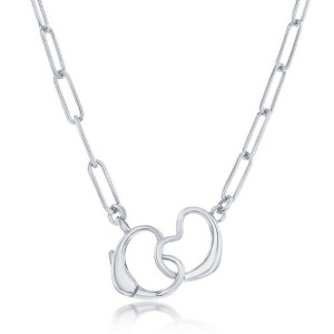 Bella Silver Sterling Silver Paperclip, Heart Clasp Necklace - Silver - 17 Inch - 1 of 2