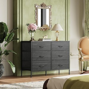 GALAXHERO Wide Dresser with 6 Drawers, TV Stand for 50 Inch TV, Entertainment Center with Metal Frame, Wooden Top, Fabric Storage Dresser for Bedroom - 1 of 1