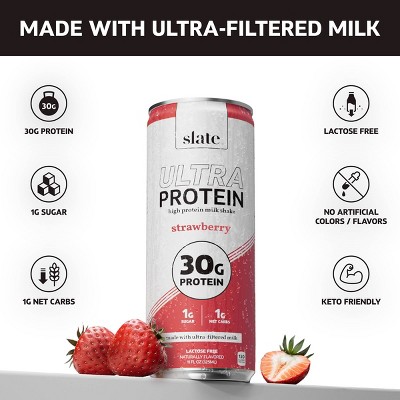 Slate Milk Strawberry Ultra 30g Protein Shake Cans - 11 fl oz/4pk