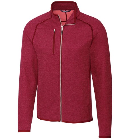 Cutter & Buck Mainsail Sweater-Knit Mens Full Zip Jacket - Cardinal Red  Heather - 3X Large