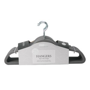 Simplify 25pk Slim Velvet Suit Hangers Gray: Flocked Clothes Hangers for Adults, Felt Velvet Hangers for Suits - 1 of 3