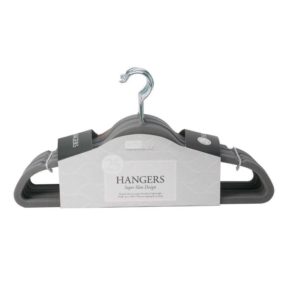 Simplify 25pk Slim Velvet Suit Hangers Gray