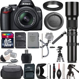 Nikon D3000/D3500 10.2MP Digital SLR Camera with 18-55mm & 500mm Telephoto Lens Essential Bundle - 1 of 4