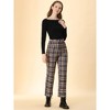 Allegra K Women's Plaid Tartan High Waisted Button Casual Pants - 3 of 4