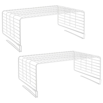 mDesign Metal Wire Closet 2-Tier Shelf Divider and Separator, 2 Pack