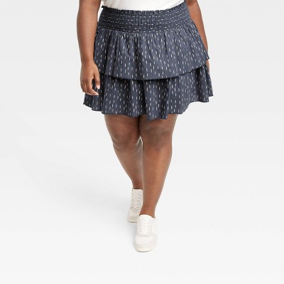 Women's Short Tiered Ruffle Mini Skirt - Universal Thread™ Gray Ikat