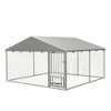 Okak Outdoor Dog Kennel with Waterproof and UV-Protection Cover, Large Dog Crate with Safety Lock and Swivel Feeder, Dog Cage for Large Dog, Silver - 4 of 4