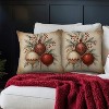 Lomsoe 2pcs Red Berries Red White Green Leaves Christmas Throw Pillow Covers Christmas Decorative Balls Cushion Case Winter Home Decor for Sofa Couch - 2 of 4