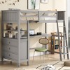NicBex Twin Size Bunk Bed with Desk Loft Bed Pine Bed Frame with 3 Drawers, Shelves, Inclined Ladder and Guardrail, No Box Spring Required - 2 of 4
