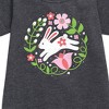 - Instant Message - Scandinavian Bunny With Flowers Graphic Short Sleeve Fleece Dress - 2 of 4