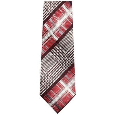 TheDapperTie Men's Burgundy And Brown Stripes Necktie with Hanky