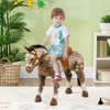 Qaba Ride on Horse, Riding Horse with Neighing Sound, Saddle, Stirrups, Ride on Animal for Kids Boys Girls 3-8 Years Old, Brown - 3 of 4