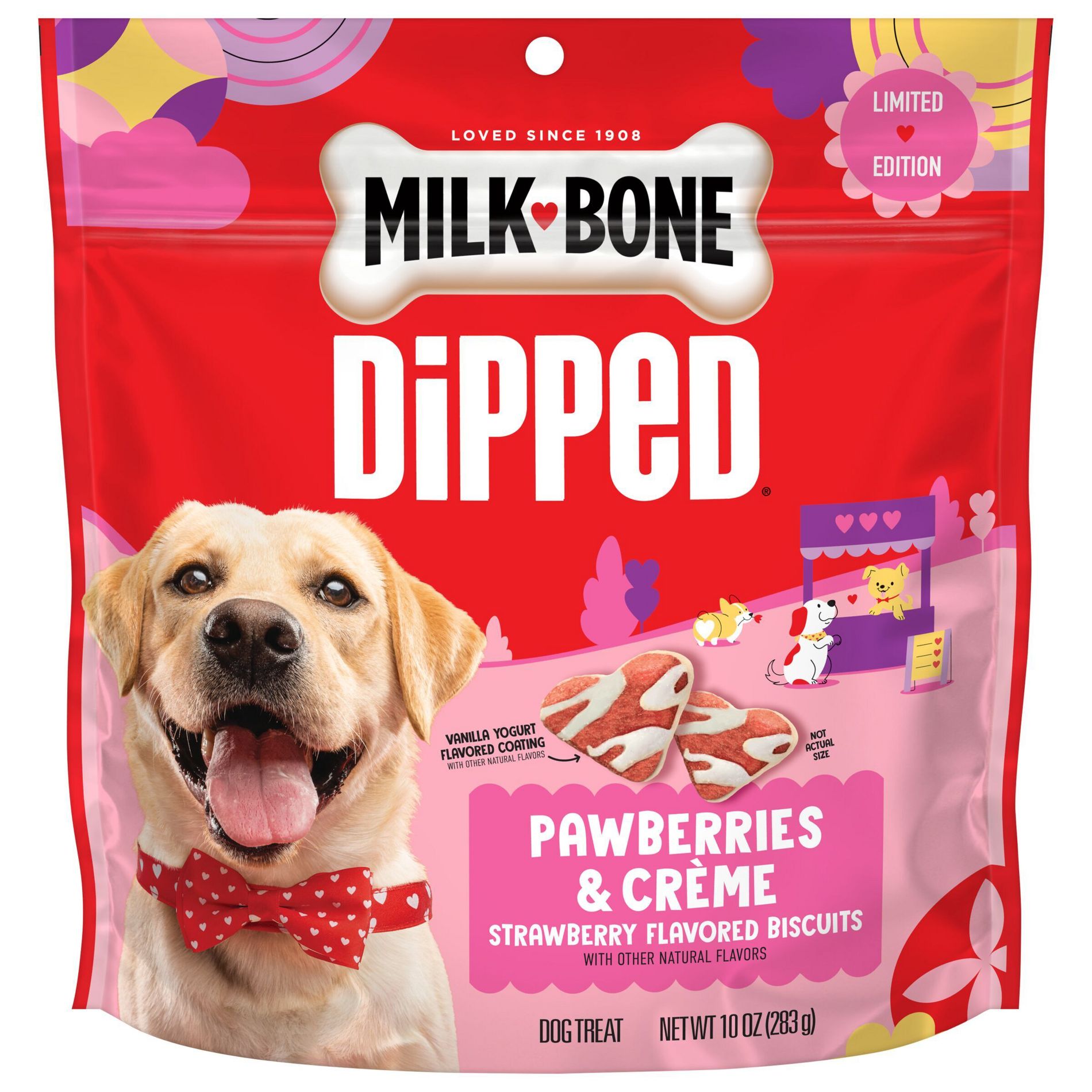 Milk-Bone Pawberries & Creme Strawberry, Yogurt and Vanilla Flavor Crunchy Dog Treat Biscuits - 10oz