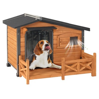 Aivituvin Large Outdoor Dog Shelter | Metal Fram-AIR7024/7024-B