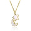 Guili 14K Gold Plated with Mother Of Pearl Celestial Star and Crescent Moon Pendant Necklace For Kids - 2 of 2