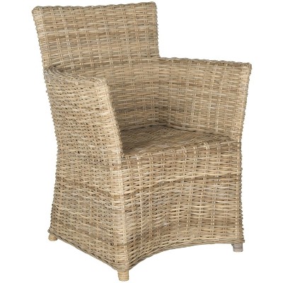 Gray Rattan Transitional Accent Arm Chair