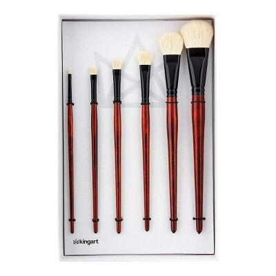 Kingart 6ct Natural White Goat Hair Mops - Short handle