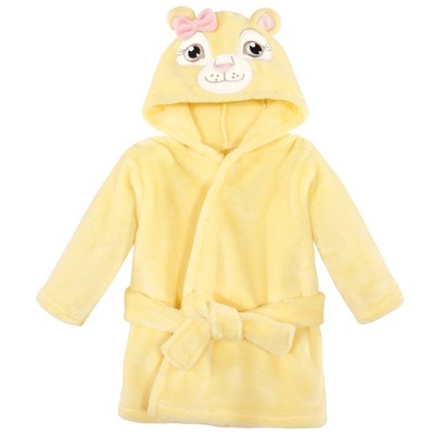 Hudson Baby Infant Girl Plush Animal Face Bathrobe, Lion Girl, 0-9 Months