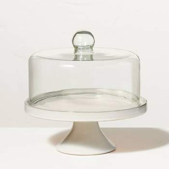 Stoneware & Glass Covered Cake Stand Light Gray - Hearth & Hand™ with Magnolia