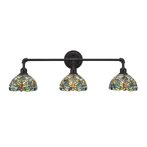 Toltec Lighting Vintage 3 - Light Vanity in  Dark Granite with 7'' Kaleidoscope Art Glass Shade - 1 of 1