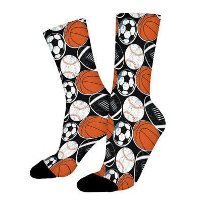Sports Balls Women Printed Crew Socks Funny Funky Socks Soft Polyester Novelty Gifts for Artists Men