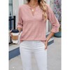 Women's 3/4 Sleeve T-Shirt Summer Casual V Neck Top - 4 of 4