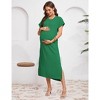 Clearlove Womens Maxi Dresses Split T Shirt Dress Crew Neck Short Sleeve Dresses - 2 of 4