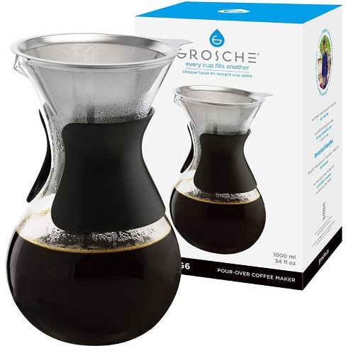 Pour Over Coffee Maker Paperless Glass Carafe with Stainless Steel