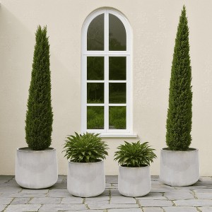 Wooakway 14" Dia Outdoor Indoor Ceramic Planter Pot Decorative Planter with Drainage Hole Patio Flower Pot - 1 of 4