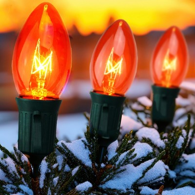 Northlight Transparent C9 Christmas String Lights - Orange - 24' Green Wire - 25ct