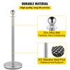 VEVOR Crowd Control Stanchion, Set of 4 Pieces Silver Stanchion Set, Stanchion Set with 5 ft/1.5 m Red Velvet Rope, Crowd Control Barrier, Silver - 4 of 4