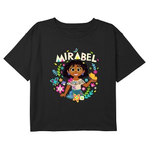 Girl's Encanto Mirabel in Nature Ornate Floral Crop Top T-Shirt - 1 of 3