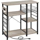 Yaheetech Vintage Kitchen Island Baker's Rack with Power Outlet Utility Microwave Stand