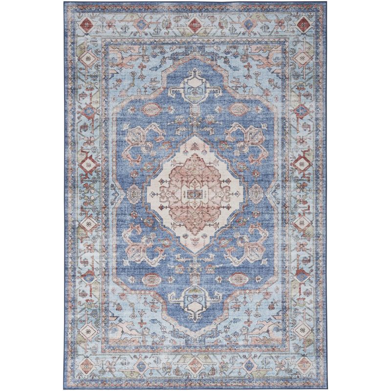 Fulton Blue Rectangular Persian Medallion Area Rug 5' x 7'