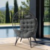 VisioGear Egg Chairs, Patio Egg Chair with Cushion and Pillow, Oversized Large Egg Chairs for Porch, Gray, 40.6*"30.3*"58.5" - 2 of 4