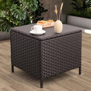 Lviden Outdoor Wicker Storage Side Table - 1 of 4