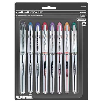 uni Vision Elite Roller Ball Stick Pen, 0.8 mm Bold Tip, Assorted Colors, Set of 8
