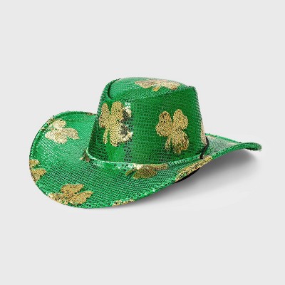 St. Patrick's Day Clover Cowboy Hat - Green/Gold