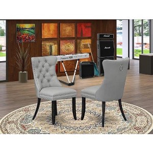 East West Furniture DAP2F23 Dallas Parson Kitchen Chairs - Button Tufted Nailhead Trim Beige Red faux Leather  Dining Chairs, Set of 2, linen white - 1 of 4