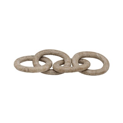 13" Decorative Beige Marble Stone Chain Link Tabletop Accent Piece Decor