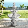 Ibiza 46" High Large Italian Outdoor Decor Sand Stone Floor Fountain with Light LED 3-Tier Outside Garden Patio Yard Backyard - 2 of 4