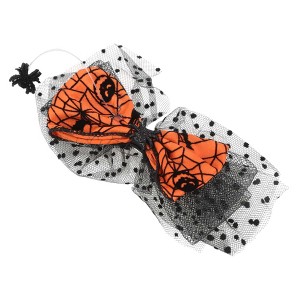 Unique Bargains Women's Halloween Funny Spiderweb Duckbill Clip Orange White 1 Pc - 1 of 4
