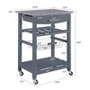 22.5"Mobile Rolling Kitchen Island Trolley Serving Cart with Underneath Drawer & Slide-Out Wire Storage Basket - 2 of 4