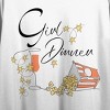 Girl Dinner Popcorn & Wine Glass Crew Neck Short Sleeve Women's White Crop Top - 2 of 3