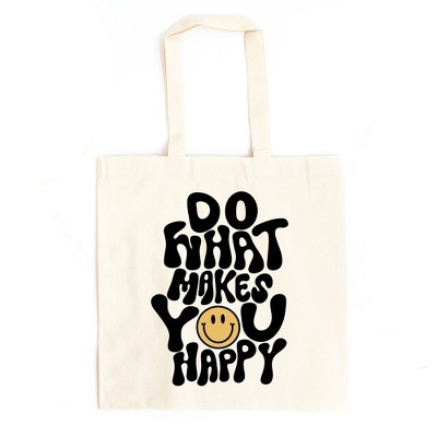 City Creek Prints Do What Makes You Happy Canvas Tote Bag - 15x16 - Natural