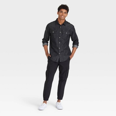 Men's Denim Long Sleeve Button-Down Shirt - Goodfellow & Co