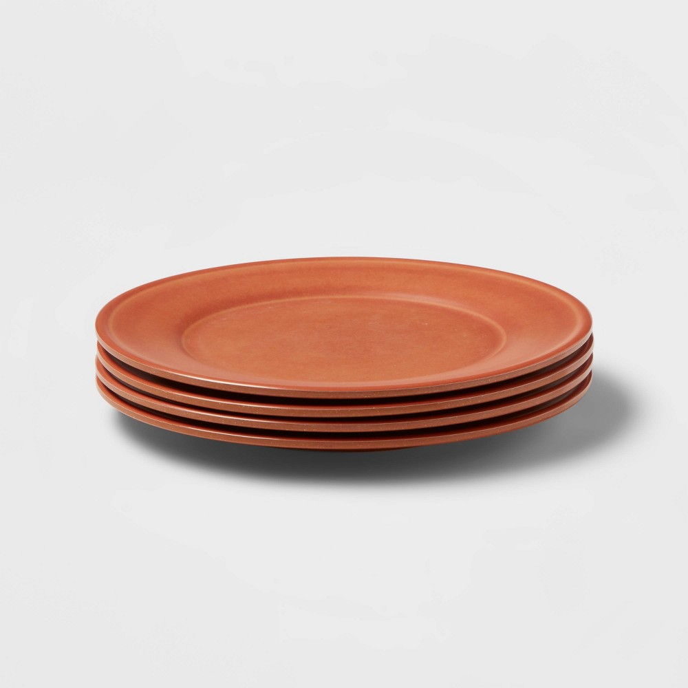 10.5" 4pk Melamine Lancashire Dinner Plates Terracotta - Threshold