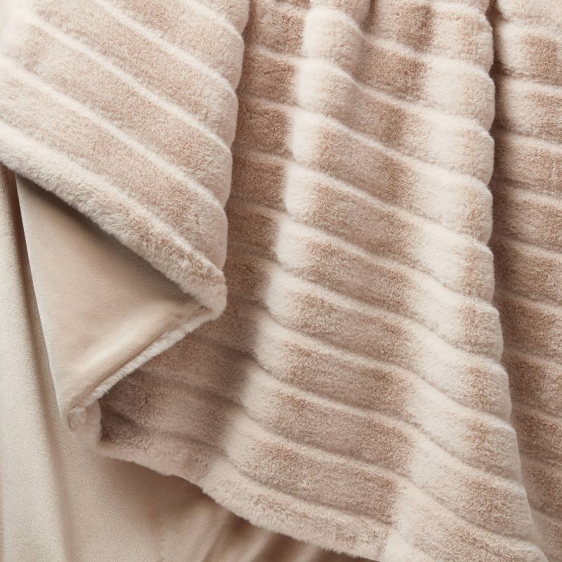 Textured Faux Fur Reversible Throw Blanket - Threshold™, 5 of 11