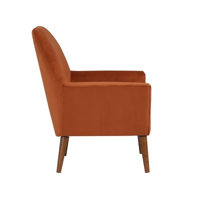Accera Burnt Orange Velvet Mid-Century Modern Accent Chair