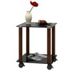 Living Room End Table, Glass Coffee Table With Metal Tube, Smooth Top, Open Lower Storage Shelf Modern 2-Tier Square Sofa Table - 2 of 4